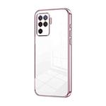 For OPPO A94 4G Transparent Plating Fine Hole Phone Case(Pink)