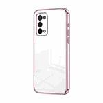 For OPPO A54 5G Transparent Plating Fine Hole Phone Case(Pink)