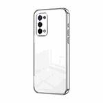 For OPPO A54 5G Transparent Plating Fine Hole Phone Case(Silver)