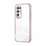 For OPPO Reno5 Pro+ Transparent Plating Fine Hole Phone Case(Pink)