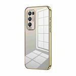 For OPPO Reno5 Pro+ Transparent Plating Fine Hole Phone Case(Gold)