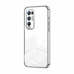 For OPPO Reno5 Pro+ Transparent Plating Fine Hole Phone Case(Silver)