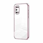 For OPPO K7x / Realme V5 5G Transparent Plating Fine Hole Phone Case(Pink)