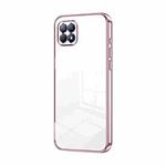 For OPPO Reno4 SE Transparent Plating Fine Hole Phone Case(Pink)