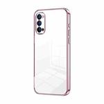 For OPPO Reno4 Transparent Plating Fine Hole Phone Case(Pink)