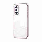 For OPPO Reno4 Pro Transparent Plating Fine Hole Phone Case(Pink)