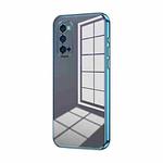 For OPPO Reno4 Pro Transparent Plating Fine Hole Phone Case(Blue)