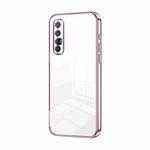 For OPPO Reno3 Pro Transparent Plating Fine Hole Phone Case(Pink)
