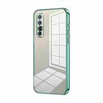 For OPPO Reno3 Pro Transparent Plating Fine Hole Phone Case(Green)
