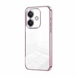 For OPPO A3x Global Transparent Plating Fine Hole Phone Case(Pink)