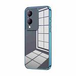 For vivo Y17s Transparent Plating Fine Hole Phone Case(Blue)