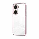 For vivo V29e Transparent Plating Fine Hole Phone Case(Pink)
