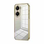 For vivo V29e Transparent Plating Fine Hole Phone Case(Gold)