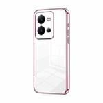 For vivo V25 / V25e Transparent Plating Fine Hole Phone Case(Pink)