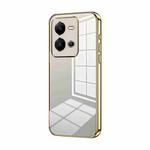 For vivo V25 / V25e Transparent Plating Fine Hole Phone Case(Gold)