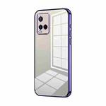 For vivo Y21 / Y33s / Y21s / T1x India Transparent Plating Fine Hole Phone Case(Purple)