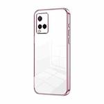 For vivo Y21 / Y33s / Y21s / T1x India Transparent Plating Fine Hole Phone Case(Pink)