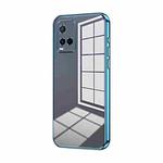 For vivo Y21 / Y33s / Y21s / T1x India Transparent Plating Fine Hole Phone Case(Blue)