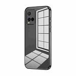 For vivo Y21 / Y33s / Y21s / T1x India Transparent Plating Fine Hole Phone Case(Black)
