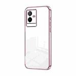 For vivo T2x Transparent Plating Fine Hole Phone Case(Pink)