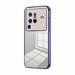 For vivo X80 Pro Transparent Plating Fine Hole Phone Case(Purple)