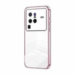 For vivo X80 Pro Transparent Plating Fine Hole Phone Case(Pink)