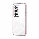For vivo X70 Pro+ Transparent Plating Fine Hole Phone Case(Pink)