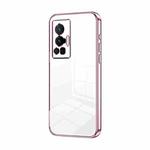 For vivo X70 Pro Transparent Plating Fine Hole Phone Case(Pink)