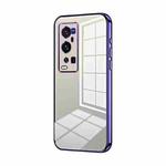 For vivo X60 Pro+ Transparent Plating Fine Hole Phone Case(Purple)