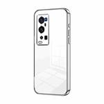 For vivo X60 Pro+ Transparent Plating Fine Hole Phone Case(Silver)