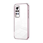 For vivo X60 Pro Transparent Plating Fine Hole Phone Case(Pink)