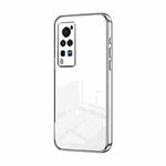 For vivo X60 Pro Transparent Plating Fine Hole Phone Case(Silver)