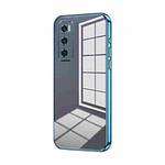 For vivo V20 SE / Y70 Transparent Plating Fine Hole Phone Case(Blue)