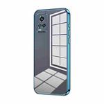 For vivo V20 Transparent Plating Fine Hole Phone Case(Blue)