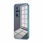 For vivo X50 Pro+ Transparent Plating Fine Hole Phone Case(Blue)