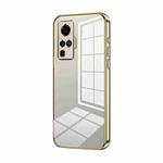 For vivo X50 Pro Transparent Plating Fine Hole Phone Case(Gold)