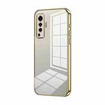 For vivo X50 Transparent Plating Fine Hole Phone Case(Gold)