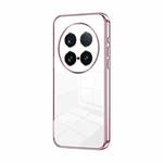 For vivo X100 Ultra Transparent Plating Fine Hole Phone Case(Pink)