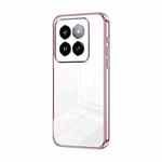 For Xiaomi 14 Pro Transparent Plating Fine Hole Phone Case(Pink)
