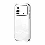 For Xiaomi Poco M4 Pro Transparent Plating Fine Hole Phone Case(Silver)