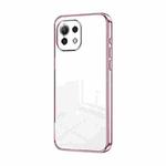 For Xiaomi Mi 11 Lite 4G / 5G Transparent Plating Fine Hole Phone Case(Pink)