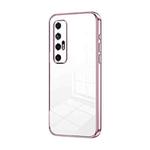 For Xiaomi Mi 10S Transparent Plating Fine Hole Phone Case(Pink)