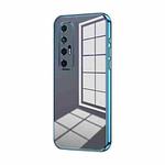 For Xiaomi Mi 10S Transparent Plating Fine Hole Phone Case(Blue)