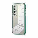 For Xiaomi Mi 10S Transparent Plating Fine Hole Phone Case(Green)