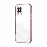 For Xiaomi Mi 10 Lite 5G Transparent Plating Fine Hole Phone Case(Pink)