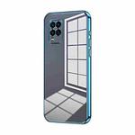For Xiaomi Mi 10 Lite 5G Transparent Plating Fine Hole Phone Case(Blue)