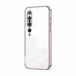 For Xiaomi Mi 10 Pro 5G Transparent Plating Fine Hole Phone Case(Pink)