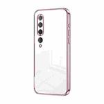 For Xiaomi Mi 10 5G Transparent Plating Fine Hole Phone Case(Pink)