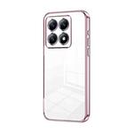 For Xiaomi 14T Pro Transparent Plating Fine Hole Phone Case(Pink)