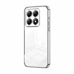 For Xiaomi 14T Pro Transparent Plating Fine Hole Phone Case(Silver)